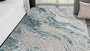 LUXE WEAVERS Chelsea Collection 7356 Turquoise 5x7 Modern Abstract Area Rug