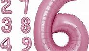 40 Inch Macaron Pink Number 6 Balloon Large Size Jumbo Digit 6 Mylar Foil Helium Pink Balloons for 6th Birthday Party Celebration Decorations Graduations Anniversary Baby Shower Photo Shoot for Girls