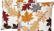 Autumn Decorations Fall Porch Outdoor Throw Pillow Covers Décor Maple Leaves Farmhouse Cushion Cases 16 x 16 Inch Set of 2 for Home Couch Sofa Patio Bench - Maple Leaves