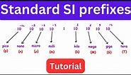 Understanding Standard SI Prefixes: pico, nano, micro, milli, kilo, mega, giga, tera