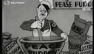 WWII cartoon about Hitler's peace pudding (1939)