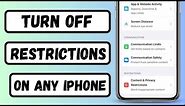 How to Turn Off Restricted Mode on iPhone | How to Turn Off Restrictions on iPhone | iOS 17 | 2023