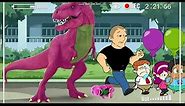 Childish Dad Meets Barney The Real Dinosaur