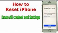 How to Reset iPhone, Erase iPhone, erase all content and settings