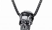 Pirate Necklace Skull Necklace for Men Stainless Steel Necklace Skull Jewelry for Men Gothic Necklaces Pirate Skeleton Halloween Gifts for Man Boys Headphone