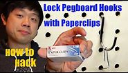 How to Quickly Secure Any Pegboard Hook With A Paper-Clip, Keep All Pegboard Hooks From Falling Out!