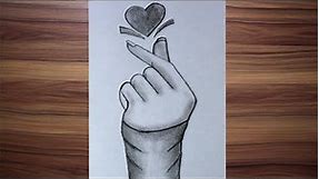 How to draw a beautiful girl hand holding love icon Pencil sketch || Drawing ideas tumblr heart