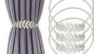 4Pack Curtain Tiebacks Aluminum Alloy Spring Design Curtain Holdback Leaf Carving Design Curtain Ties for Drapes Curtain Ties Backs Curtain Modern Style Curtain Holdback Decor(Sliver Leaf)
