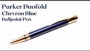 Parker Duofold Prestige GT Royal Blue Lacquer Chevron Pattern & 23K Gold Ballpoint Pen