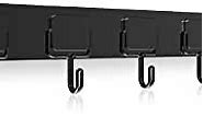 Magnetic Coat Rack, Magnetic Hooks Heavy Duty with 5 Metal Hooks, Coat Hooks for Hanging Clothes Keys Hat Purse, Strong Magnet Hooks for Metal Door, Refrigerator, 1 Pack Coat Hook (Black)