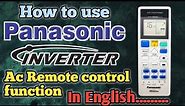How to use panasonic inverter ac Remote Control Function in English| panasonic inverter ac remote
