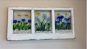EPOXY RESIN OLD WINDOW, REPURPOSE, GLASS ART , TUTORIAL , SEA GLASS, STAINED GLASS AND RESIN,