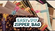 5 Minute Zipper Bag {EASY DIY} - Whitney Sews | How to