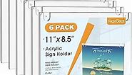 MaxGear Acrylic Sign Holder 8.5 X 11 Wall Mount Sign Holder Clear Plastic Picture Frames with Tape Adhesive and Screws for Office, Home, Store, Restaurant - Landscape, 6 Pack