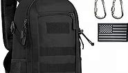 inchzx Tactical Backpack Mini Daypack Military MOLLE Backpack Rucksack Gear Trekking Camping Pack Bag W/Patch & Hooks (Black, 10L)