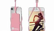 Gear Beast Cell Phone Lanyard - Universal Neck Phone Holder w/Card Pocket and Silicone Neck Strap - Compatible with Most Smartphones, Light Pink