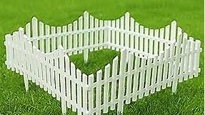 Sungmor Plastic White Edging Garden Picket Fence - Grass Lawn Flowerbed Plant Borders - Decorative Landscape Path Panels - 13in Tall, Pack of 4 (Overall Length 8 ft) - Lightweight & Easy Installation