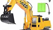 DOUBLE E Remote Control Excavator Toy 2 Batteries RC Excavators Sandbox Digger Hydraulic Construction Toys Vehicles Birthday Gift for Boys Kids 3-14 Years