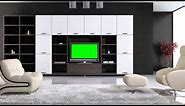 tv in living room in green screen free stock footage