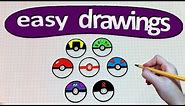 Easy drawings #210 How to draw a pokeball / Pokemon GO