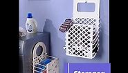 Collapsible Plastic Laundry Hamper, FOFLYRN Wall-Mounted Foldable Laundry Basket Easy to Carry with Handle for Storage Clothes Toys,White