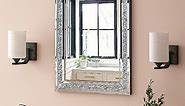 blingworld 32"x24" Decorative Crystal Mirrors for Wall Decor Living Room Silver Luxury Modern Mirrored Home Decoration, Big Large Long Mirror Silver
