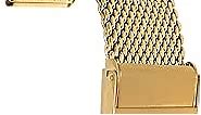 Bandini Mesh Watch Band, Stainless Steel Watch Band, Metal Watch Bands For Men/Women, Fold Over Watch Band Clasp, Adjustable Length Watch Strap, 18mm Metal Watch Band, Gold Tone/Thick Mesh