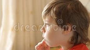 Boy eating the apple stock video. Video of color, blond - 60907111