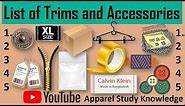List of Trims and Accessories