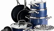 Blue Diamond Cookware Diamond Infused Ceramic Nonstick, 14 Piece Cookware Pots and Pans Set, PFAS-Free, Dishwasher Safe, Oven Safe