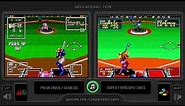 Super Baseball 2020 (Sega Genesis vs Snes) Side by Side Comparison (Mega Drive vs Super Famicom)