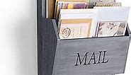 DLQuarts Mail Organizer with Key Holder for Wall Decorative Mail Sorter Wall Mounted, Wooden Mail Holder with 3 Hooks, Gray