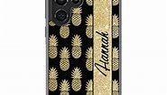 Gold Pineapple Personalized Black Rubber Phone Case Compatible With Samsung Galaxy S24 S24+ S24 Ultra S23 FE S23+ Ultra S22 S22+ S21 S21FE S21+ S20FE Note 20 S10