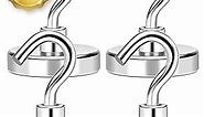 MIKEDE Magnetic Hooks Heavy Duty, 150Lbs+ Super Strong Magnet Hooks for Cruise Essentials, Neodymium Earth Magnets with Hook for Hanging, Magnetic Hanger for Fridge, Toolbox, Storage - 4 Pack