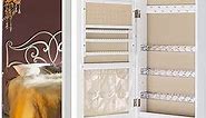 LUXFURNI Small Mirror Jewellery Cabinet Wall-Mount/Door-Hanging Armoire, Lightweight Storage Organizer