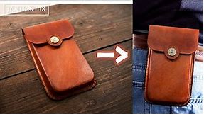 [Leather Handmade EP14] Making a Leather Phone Belt Holster Case - Wet Molding Vegtaned