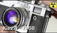 Kiev 4 Film Camera from 1968 a Russian Soviet Era Rangefinder Camera - close look, cleaning