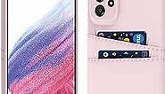 Samsung Galaxy A53 Liquid Silicone Case with Card Holder Full Body Screen Camera Protective Cover Slim Scratch-Resistant Phone Case for Samsung Galaxy A53(Pink)