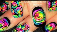 DIY Neon Rainbow Rose Nails! | Kaleidoscope Moses Roses Nail Art Tutorial