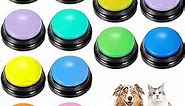 Chumia 12 Pcs Dog Button Communication Cat Sound Game Recordable Talking 30 Seconds Voice Recording Pet Speech Training Buzzers for Animal Office Home (Black Base)