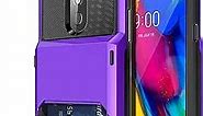 LG Stylo 5 Case, LG Stylo 5X / LG Stylo 5+ Phone Case, Wallet (Up to 4 Cards) with Card Slot Holder Hybrid Dual Layer Rugged Shockproof Protective Bumper Cover for Stylo 5 Plus(Purple)