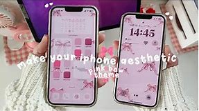 make your iphone aesthetic 💌 pink bow theme 🎀 lock screen widgets | customize my Iphone 13 with me 🌷