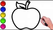 HOW TO DRAW APPLE EASILY FOR KIDS STEP BY STEP | EASY DRAWING OF APPLE | APPLE DRAWING FOR KIDS