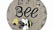 Exhart Garden Decor, Let it Bee Garden Stepping Stone, Outdoor Patio Decoration, Durable Hand Painted Cement, 10 x 1 Inch