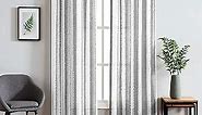 Fragrantex Vertical Stripe White and Gray Semi Sheer Curtains for Bedroom 84 inch Long Farmhosue Curtains & Drapes Tassels Window Panels Rod Pocket 2 Panels 38" Wx84 L,Grey