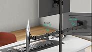 WALI Triple Monitor Desk Mount, Fully Adjustable Three Monitor Stand Fits 3 Screens up to 27 inch, 22 lbs, Weight Capacity per Arm (M003), Black