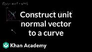 Constructing a unit normal vector to a curve | Multivariable Calculus | Khan Academy