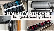 SMALL HOME GYM STORAGE & ORGANIZATION | Organizing Workout & Yoga Accessories With HART Garage Rails