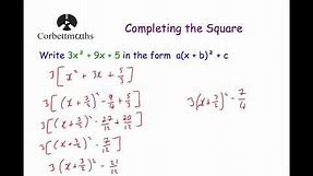 Completing the Square 2 - Corbettmaths