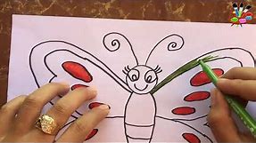 How to Draw Butterfly Coloring Pages - Art Colours for Kids - Learn Colors